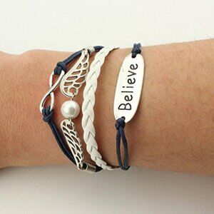Handmade Braided Multi Layers Vintage Woven Rope Woven Leather Alloy Owl Bangle